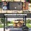 Barbecue au charbon avec 2 tables d'appoint, barbecue avec roues
