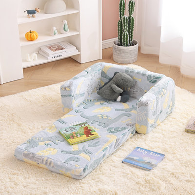 Kids Sofa, Extra Wide 2 In 1 Kids Fold Out Chair Convertible Sofa To Lounger