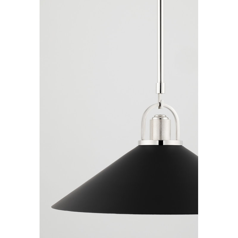 Luminaire suspendu conique à 1 lumière Syosset, Noir, Laiton vieilli