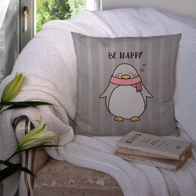 Nursery Be Happy Penquin Indoor/Outdoor Throw Pillow