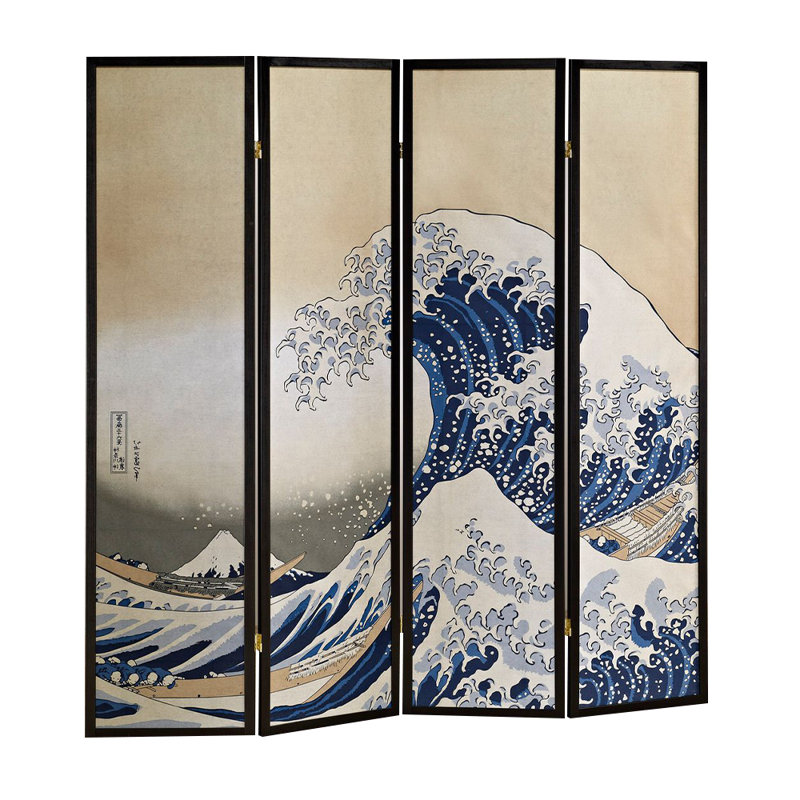 The Great Wave 4-Panel Room Divider
