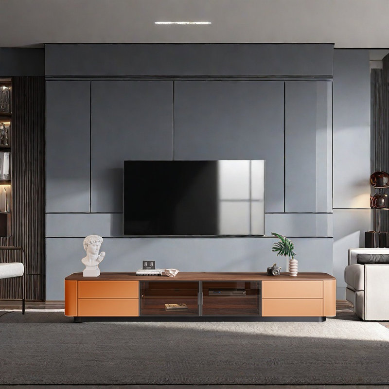 Meuble télé haut de gamme de style italien, 70.87", Orange