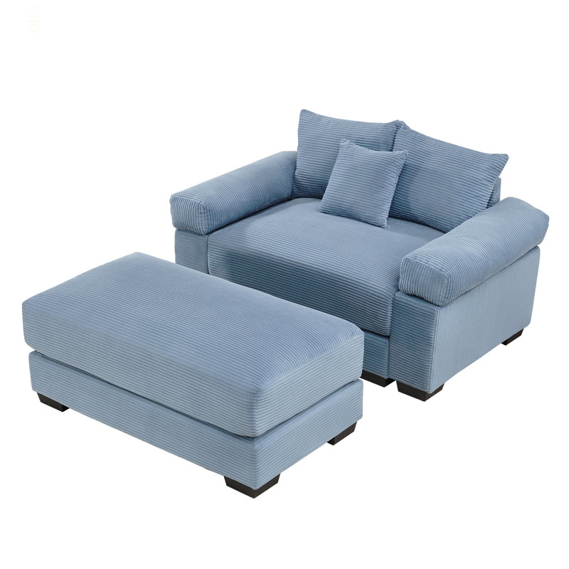 Canapé modulaire surdimensionné 54,3 po Cloud, Velours côtelé bleu