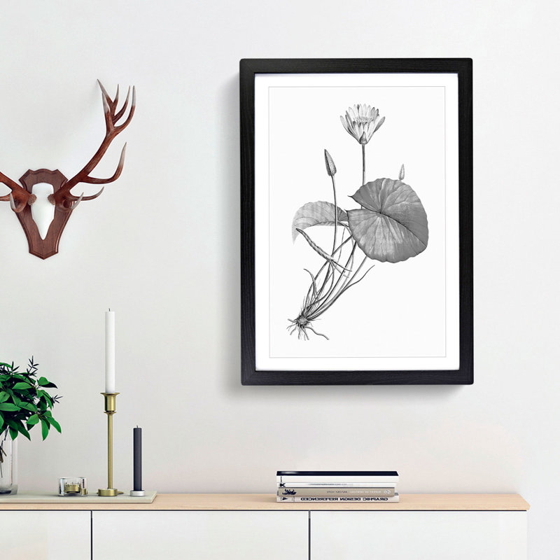 Egyptian Lotus Flower - Picture Frame Painting Print, 65cm H x 48cm W x 2cm D, Black Framed