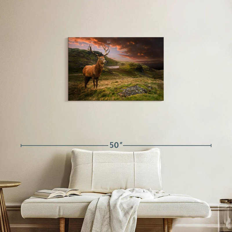 Crowle Deer At Sunset, 20" H x 30" W