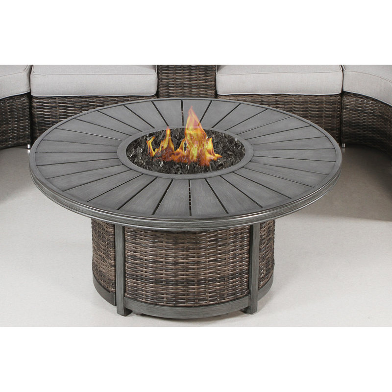 25 H X 52 W Propane Outdoor Fire Pit Table, Brown, 25" H x 52" W x 52" D