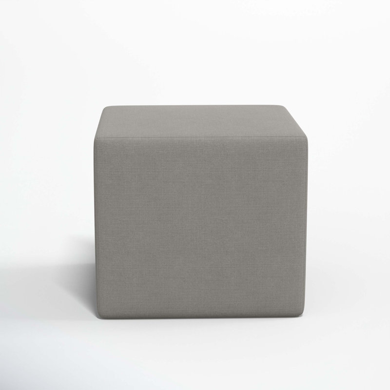 Bence Upholstered Ottoman, Linen Gray Linen