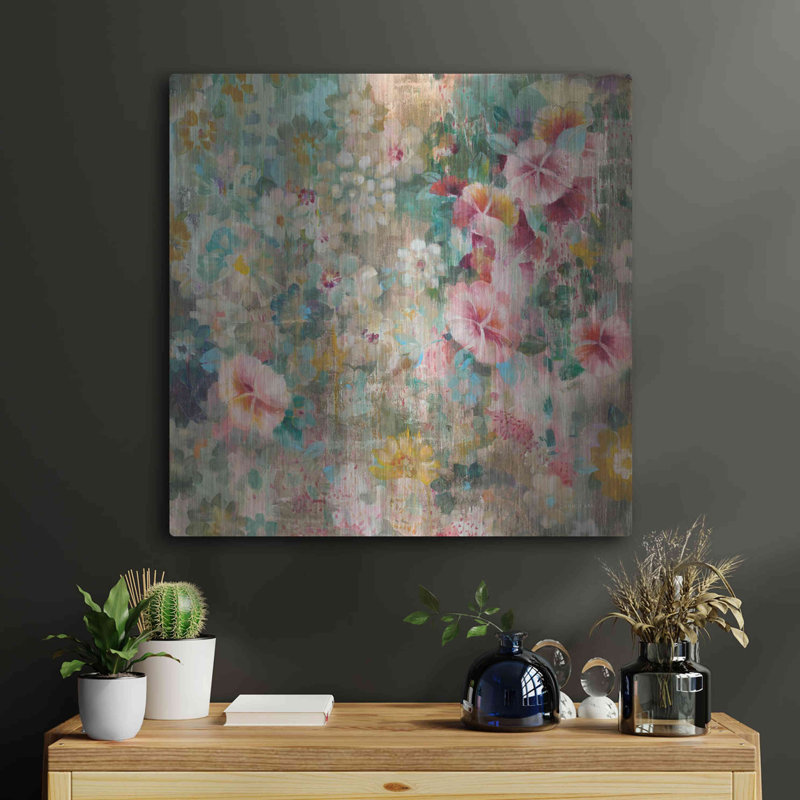 «Flower Shower» par Danhui Nai, art mural en métal, H 24 po x l 24 po