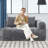 Minimalist modular sofa in premium wrinkle-resistant display fabric with ergonomic design-81737654