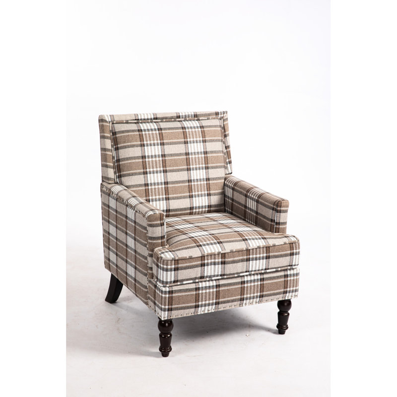 Chaise rembourrée en lin rayé, fauteuil avec accoudoirs rétro pour salon, lin, espace confortable, étable
