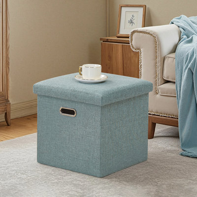 15 Inch Green Storage Ottoman Bench with Lid – Folding Coffee Table Ottoman, Upholstered Footrest with Hidden Storage for Living Room, Bedroom, Entryway, Dorm, Small Apartment
