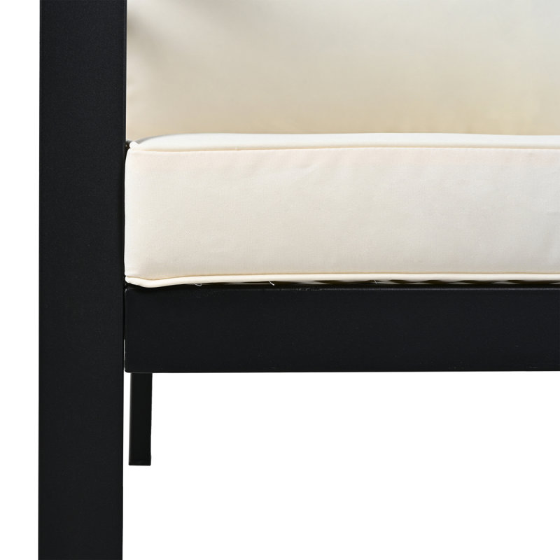 Ensemble de conversation modulaire d'extérieur 4 pièces pour 4 personnes avec coussins et table basse, ensemble de patio, ensemble de canapé d'extérieur