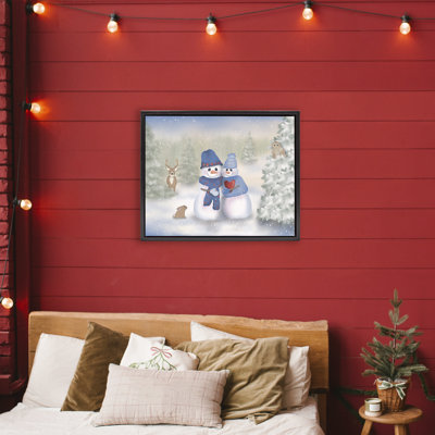 Snow In Love Snowman Couple Floating Frame, design by Lynn Kellan
