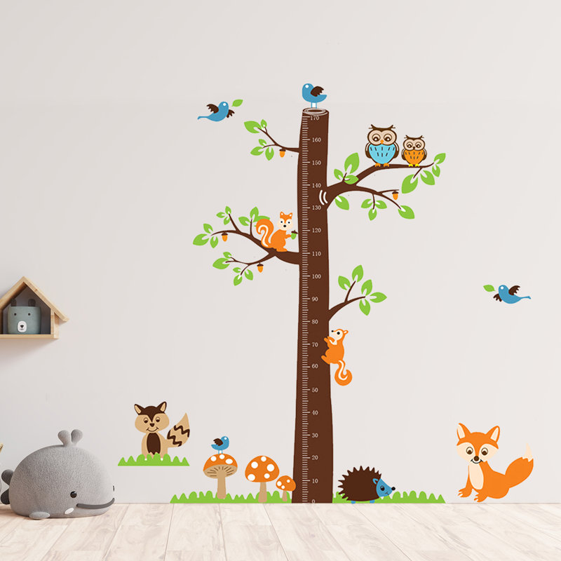 Conlan Fox Tree Height Measure Kids Wall Sticker
