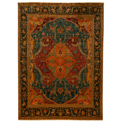 High-Quality Hand-Knotted Blue And Red Area Rug