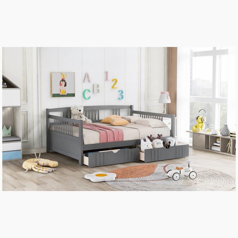 Anastasia Wood Daybed with Slats, Full, Gray