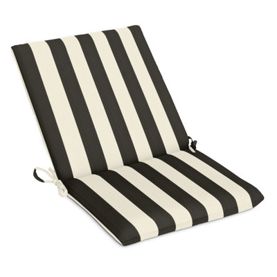 Casual Cushion Outdoor Dining Chair Seat and Back Cushion, Striped Sunbrella Fade-Resistant for Iron & Metal Patio Dining Chairs, 19"W x 17"D, 2" thick; Back 19"W x 19"H, 2" thick, Maxim Classic