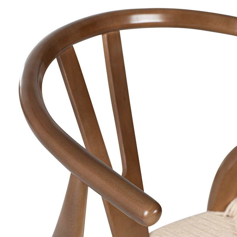  Solid Wood Counter Stool with Weave Seat, Walnut / Natural