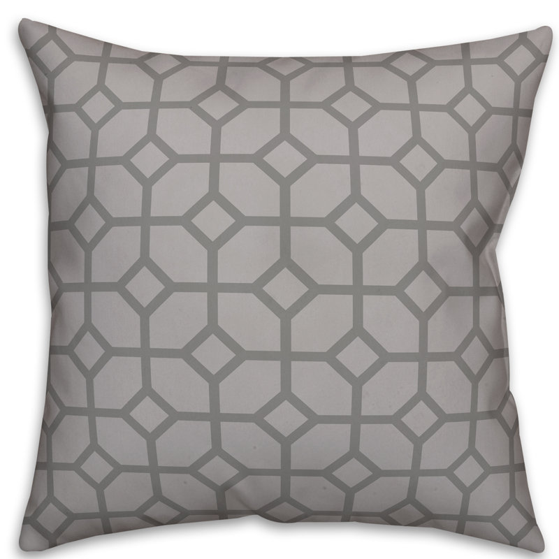 Coussin décoratif géométrique , 18 po x 18 po, Gris, Pas de bourre