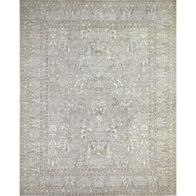 Hand Knotted Wool Area Rug in Taupe