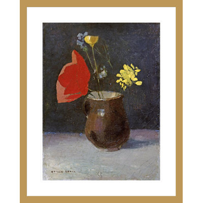 «A Pitcher of Flowers» par Odilon Redon, impression giclée sur cadre