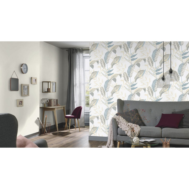 Annelyn Floral Double Roll, Green/Grey/White