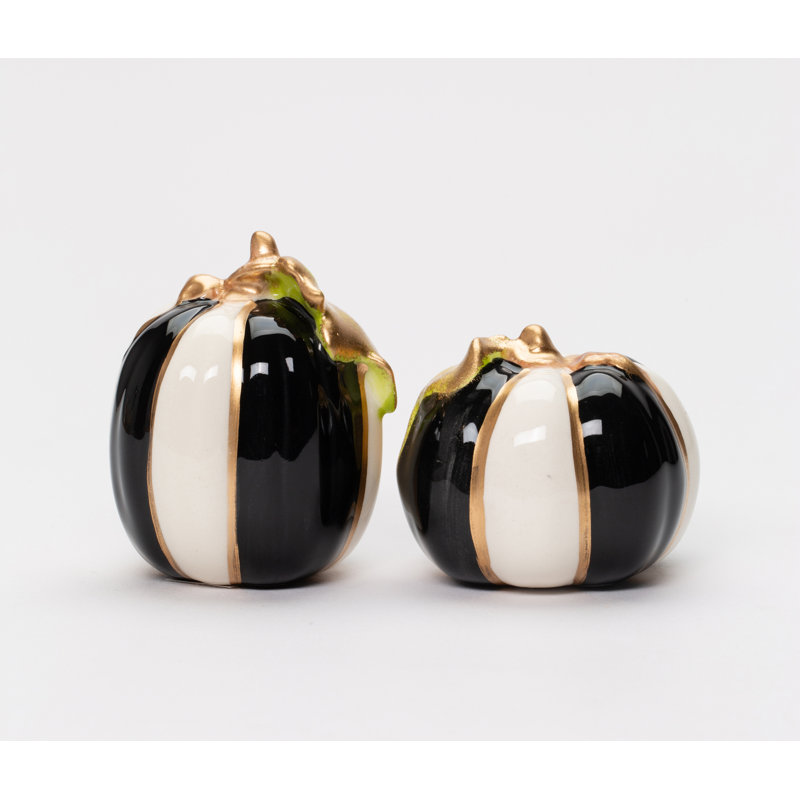 Salières et poivrières citrouilles noires et blanches