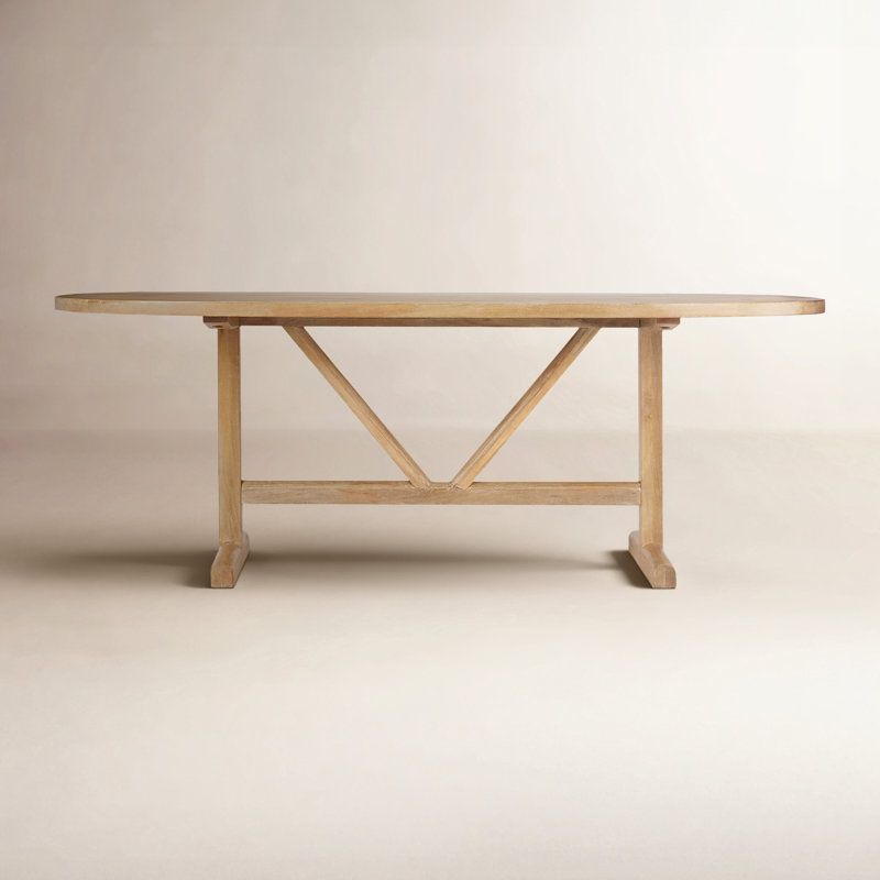 Rune Oval Solid Wood Dining Table, Dark Brown, 42" W  x 84" L