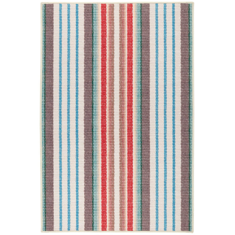 Ranch Stripe Multi Machine Washable Rug, Rectangle 4' x 6'