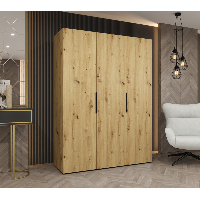 Manufactured Wood Wardrobe, artisan oak + handles: black