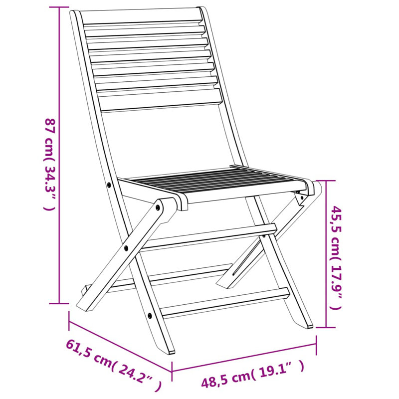 Spokane Solid Wood Accent Folding Chair Set, 87cm H x 61.5cm W x 48.5cm D