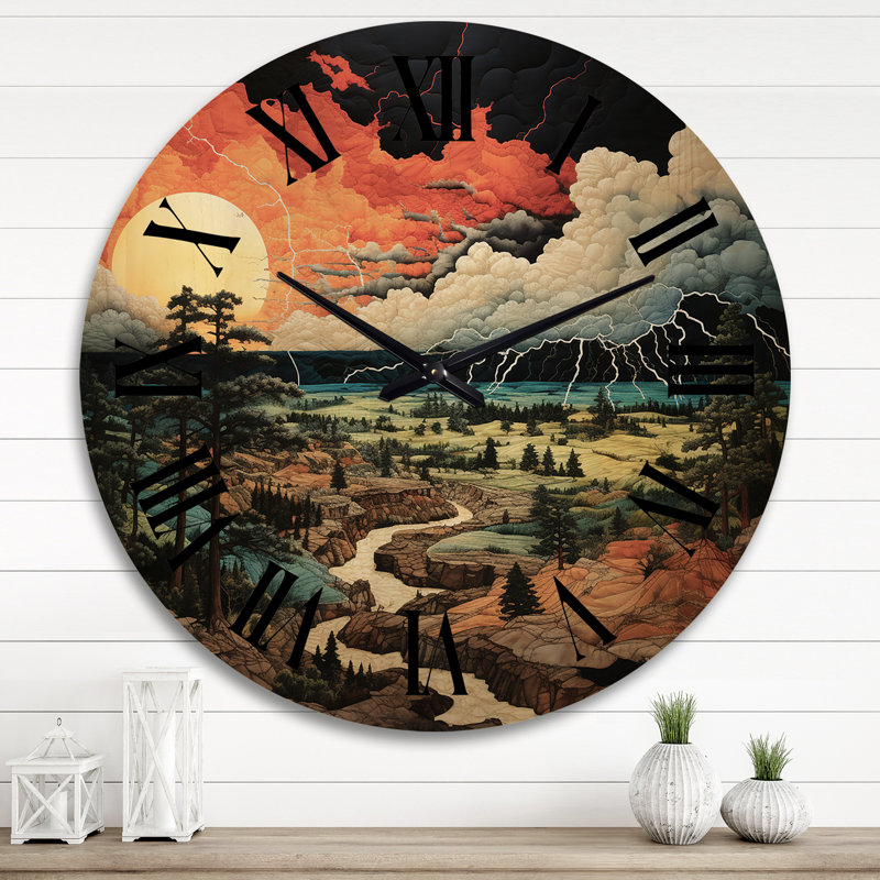 Horloge murale en bois massif Pateros, Très grand