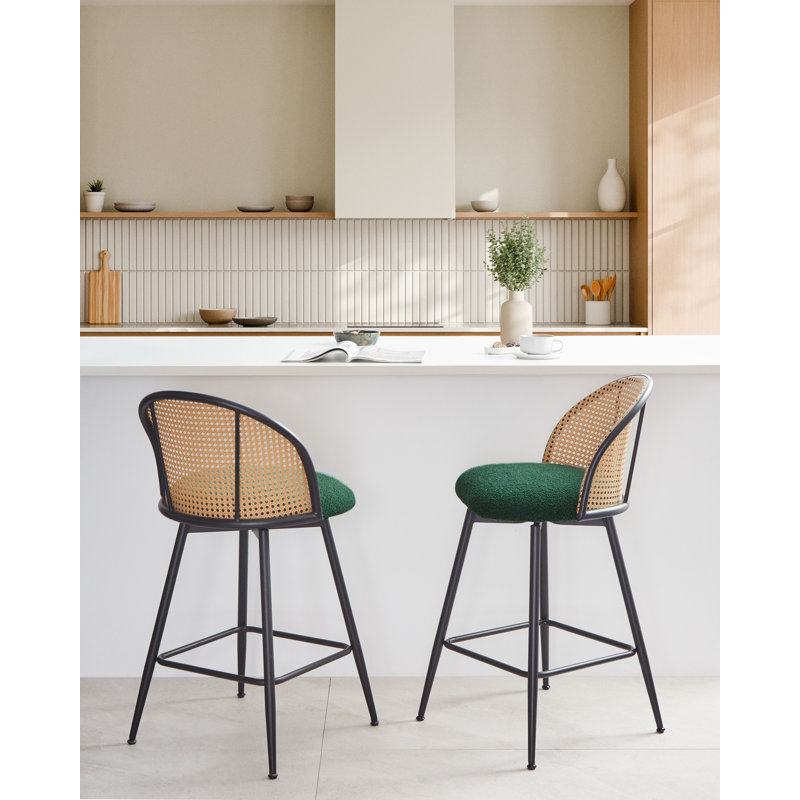 Set of 2 Bar Chairs NATHAN Swivel, 57", Green