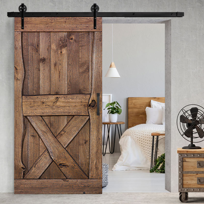 Buldir Solid Oak Barn Doors, 210cm H x 80cm W x 4cm D, Brown
