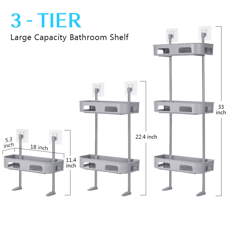 3 - Tier Bathroom Storage Shelf GRAY