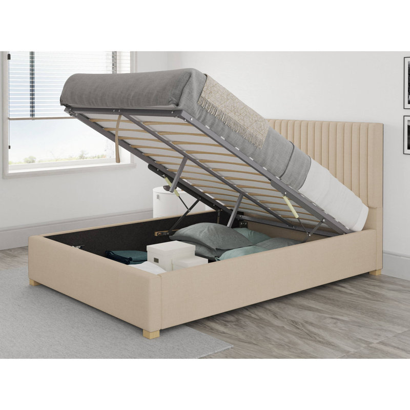 Chevy Upholstered Ottoman Storage Bed, Small Double (4'), Cream