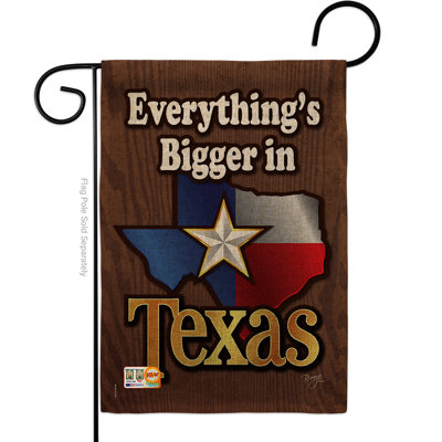 Drapeau de jardin à 2 côtés 5 pi 5 po x 1 pi. en toile jute à l’état de texas americana statements
