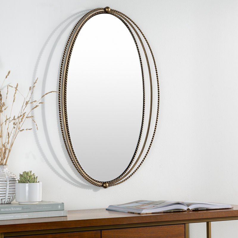 Medium Oval Gold Iron Accent Mirror