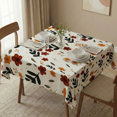 Eloan Premium Tablecloth (55 x 55 Inches), 50% Cotton & 50% Polyester, Washable & Ironable | Machine Wash Safe at 86°F, Tumble Dryer Safe | Elegant Design for Dining Room & Special Occasions, Easy Care & Durable