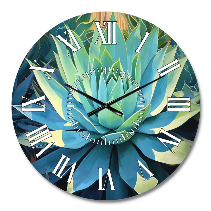 Horloge murale Green Succulents Majestic Agave II, Médium