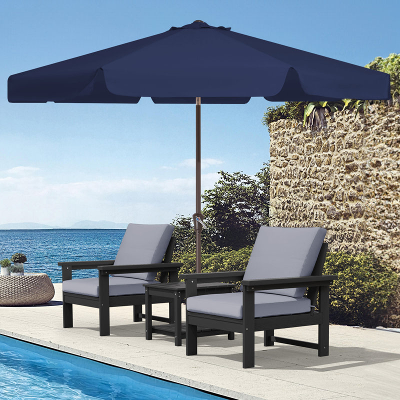 Parasol de marché pour patio extérieur, Noir, H 97,6 po x l 108 po x P 108 po