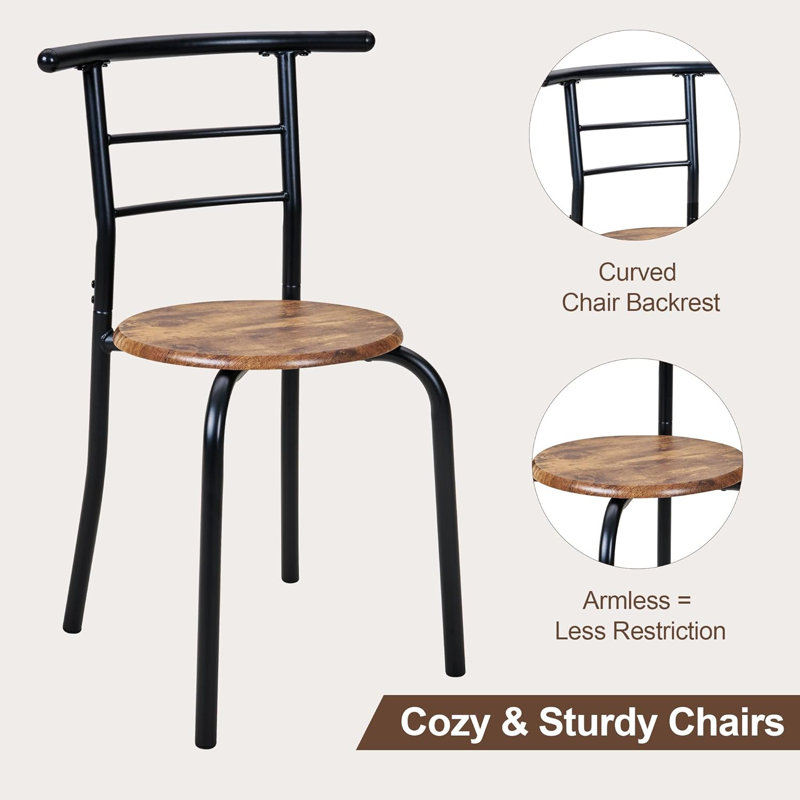 Ensemble de table et chaises pour 2 personnes, Noir / brun