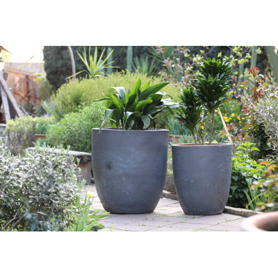 Pot de fleurs en grès Parco Alto grand format sans rebord, ensemble de 2 - Intérieur/Extérieur