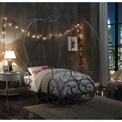 Priya  Silver Finish Twin Bed W/Canopy