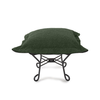Scroll Puff Ottoman Titanium- Barbet Chocolate/Natural
