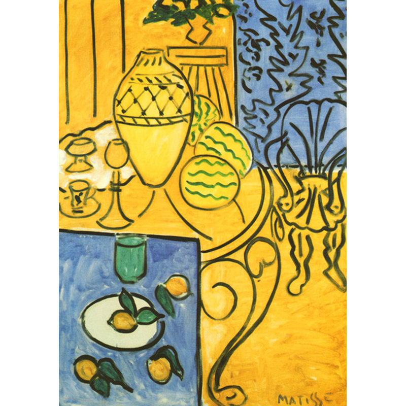 Intérieur en jaune et bleu, 1946, H 24 po x l 17 po