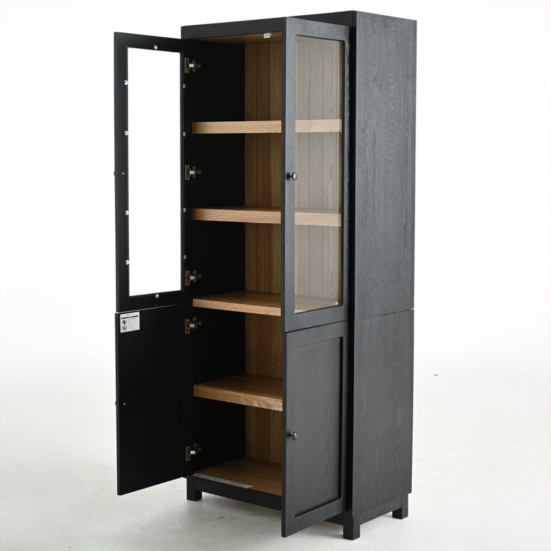 Grande vitrine de 74,5 pouces avec portes en verre pour le salon ou la cuisine