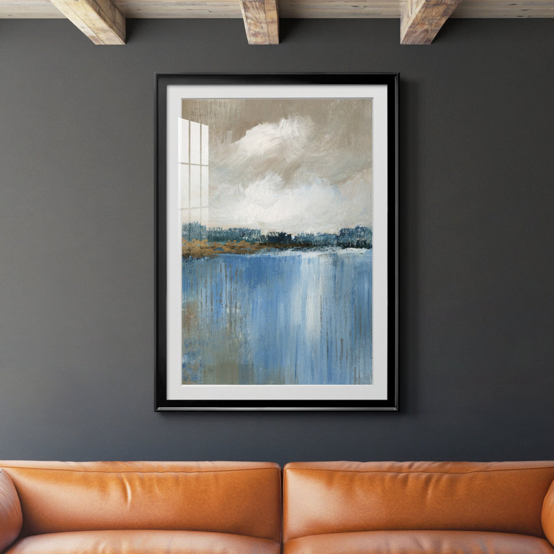 " Wind And Water ", Gold Framed Paper, 26.5" H x 36.5" W x 1.5" D, White Mat