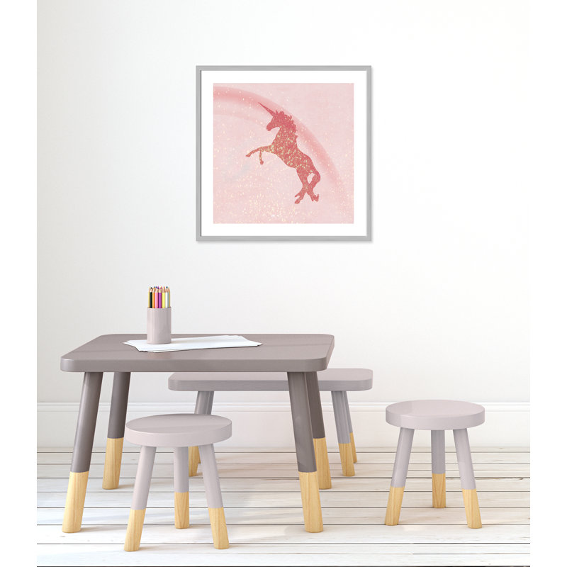 Paillettes licorne 2, H 27,5 po x l 27,5 po x P 1,19 po, Encadré de boîte argent
