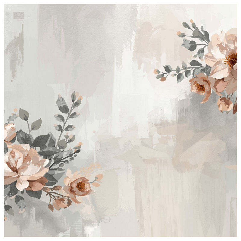 Couvertures à motif floral beige, L 50 po x H 60 po